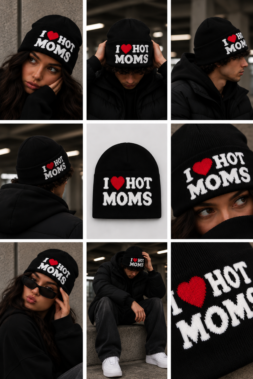 I ♥ HOT MOMS | CapWave™ — Black / White / Red