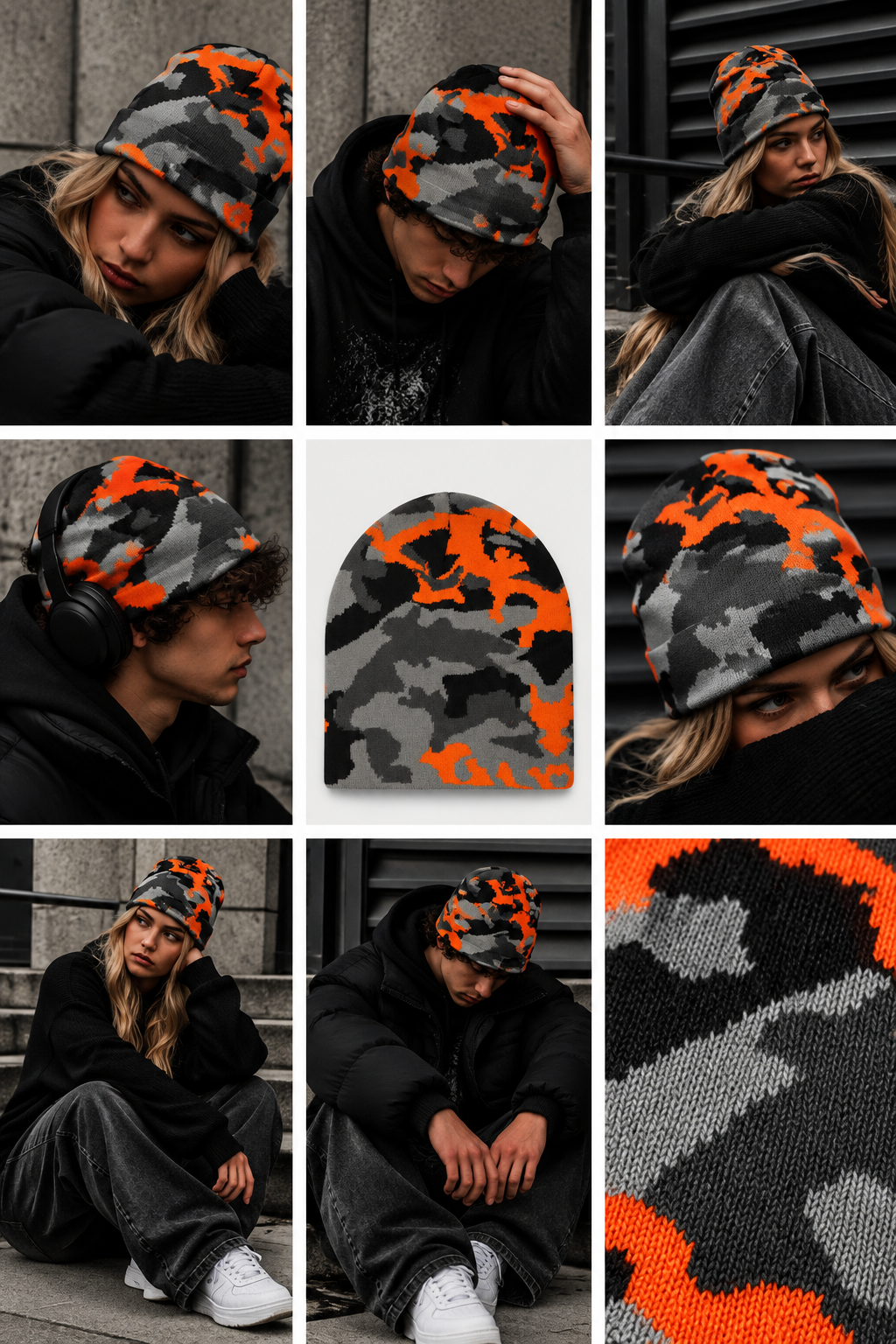 Urban Camo | CapWave™ — Black / Grey / Orange