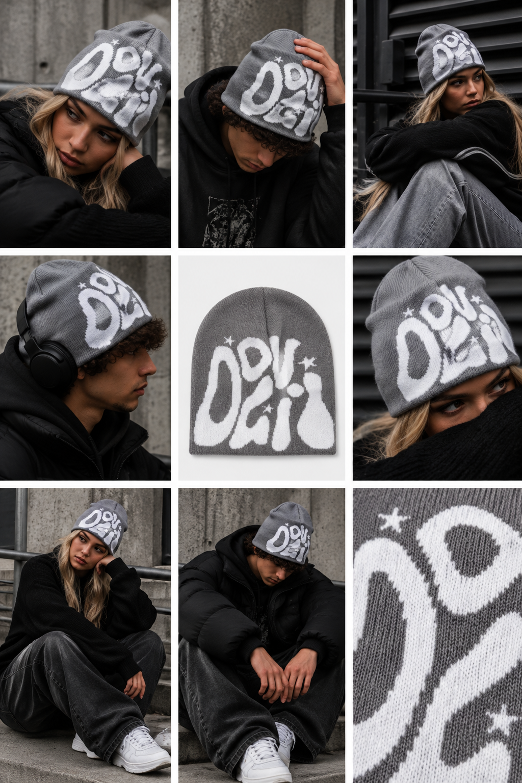 Noir Drip | CapWave™ — Grey / White